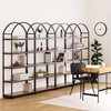 image:imageNathan James Haven Etagere Bookshelf 5Shelf Bookcase in Nutmeg Wood and Black Metal Frame with Arch Top and Open Shelves NutmegBlackRaw Oak