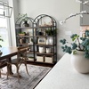 image:imageNathan James Haven Etagere Bookshelf 5Shelf Bookcase in Nutmeg Wood and Black Metal Frame with Arch Top and Open Shelves NutmegBlackRaw Oak