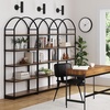 image:imageNathan James Haven Etagere Bookshelf 5Shelf Bookcase in Nutmeg Wood and Black Metal Frame with Arch Top and Open Shelves NutmegBlackRaw Oak