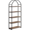 image:imageNathan James Haven Etagere Bookshelf 5Shelf Bookcase in Nutmeg Wood and Black Metal Frame with Arch Top and Open Shelves NutmegBlackRaw Oak
