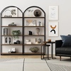 image:imageNathan James Haven Etagere Bookshelf 5Shelf Bookcase in Nutmeg Wood and Black Metal Frame with Arch Top and Open Shelves NutmegBlackRaw Oak