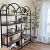 image:imageNathan James Haven Etagere Bookshelf 5Shelf Bookcase in Nutmeg Wood and Black Metal Frame with Arch Top and Open Shelves NutmegBlackRaw Oak