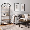 image:imageNathan James Haven Etagere Bookshelf 5Shelf Bookcase in Nutmeg Wood and Black Metal Frame with Arch Top and Open Shelves NutmegBlackRaw Oak