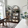 image:imageNathan James Haven Etagere Bookshelf 5Shelf Bookcase in Nutmeg Wood and Black Metal Frame with Arch Top and Open Shelves NutmegBlackRaw Oak
