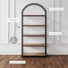 image:imageNathan James Haven Etagere Bookshelf 5Shelf Bookcase in Nutmeg Wood and Black Metal Frame with Arch Top and Open Shelves NutmegBlackRaw Oak