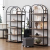 image:imageNathan James Haven Etagere Bookshelf 5Shelf Bookcase in Nutmeg Wood and Black Metal Frame with Arch Top and Open Shelves NutmegBlackRaw Oak