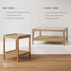 image:imageNathan James Hayes Glass Coffee Table and Side Table Set with Rattan Bottom Shelf Bohemian 3Piece Living Room SetLight BrownGlass