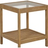 image:imageNathan James Hayes Glass Coffee Table and Side Table Set with Rattan Bottom Shelf Bohemian 3Piece Living Room SetLight BrownGlass