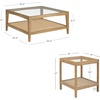 image:imageNathan James Hayes Glass Coffee Table and Side Table Set with Rattan Bottom Shelf Bohemian 3Piece Living Room SetLight BrownGlass