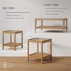 image:imageNathan James Hayes Glass Coffee Table and Side Table Set with Rattan Bottom Shelf Bohemian 3Piece Living Room SetLight BrownGlass