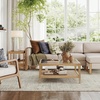 image:imageNathan James Hayes Glass Coffee Table and Side Table Set with Rattan Bottom Shelf Bohemian 3Piece Living Room SetLight BrownGlass