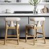 image:imageNathan James Irie Scandinavian Counter Height Cushioned Bar Stool Kitchen Bar Stool with Boucle Upholstery Metal Legs and Solid Wood Frame Cream BoucleBlack Set of 4Light BrownNatural Flax