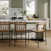 image:imageNathan James Irie Scandinavian Counter Height Cushioned Bar Stool Kitchen Bar Stool with Boucle Upholstery Metal Legs and Solid Wood Frame Cream BoucleBlack Set of 4Irie Light Brown