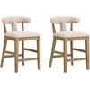 image:imageNathan James Irie Scandinavian Counter Height Cushioned Bar Stool Kitchen Bar Stool with Boucle Upholstery Metal Legs and Solid Wood Frame Cream BoucleBlack Set of 4Light BrownNatural Flax