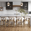 image:imageNathan James Irie Scandinavian Counter Height Cushioned Bar Stool Kitchen Bar Stool with Boucle Upholstery Metal Legs and Solid Wood Frame Cream BoucleBlack Set of 4Light BrownNatural Flax