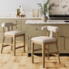 image:imageNathan James Irie Scandinavian Counter Height Cushioned Bar Stool Kitchen Bar Stool with Boucle Upholstery Metal Legs and Solid Wood Frame Cream BoucleBlack Set of 4Light BrownNatural Flax