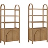 image:imageNathan James Iris 3 Tier Bookshelf Arched Bookcase Cabinet Solid Wood Bookcase with Cabinet Base Boho Bookshelf in Midnight Charcoal FinishIris Light Brown