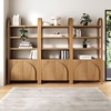 image:imageNathan James Iris 3 Tier Bookshelf Arched Bookcase Cabinet Solid Wood Bookcase with Cabinet Base Boho Bookshelf in Midnight Charcoal FinishIris Light Brown