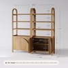 image:imageNathan James Iris 3 Tier Bookshelf Arched Bookcase Cabinet Solid Wood Bookcase with Cabinet Base Boho Bookshelf in Midnight Charcoal FinishIris Light Brown