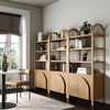 image:imageNathan James Iris 3 Tier Bookshelf Arched Bookcase Cabinet Solid Wood Bookcase with Cabinet Base Boho Bookshelf in Midnight Charcoal FinishIris Light Brown