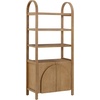 image:imageNathan James Iris 3 Tier Bookshelf Arched Bookcase Cabinet Solid Wood Bookcase with Cabinet Base Boho Bookshelf in Midnight Charcoal FinishIris Light Brown