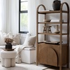 image:imageNathan James Iris 3 Tier Bookshelf Arched Bookcase Cabinet Solid Wood Bookcase with Cabinet Base Boho Bookshelf in Midnight Charcoal FinishIris Light Brown