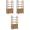 image:imageNathan James Iris 3 Tier Bookshelf Arched Bookcase Cabinet Solid Wood Bookcase with Cabinet Base Boho Bookshelf in Midnight Charcoal FinishIris Light Brown