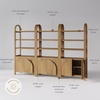 image:imageNathan James Iris 3 Tier Bookshelf Arched Bookcase Cabinet Solid Wood Bookcase with Cabinet Base Boho Bookshelf in Midnight Charcoal FinishIris Light Brown