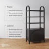 image:imageNathan James Iris 3 Tier Bookshelf Arched Bookcase Cabinet Solid Wood Bookcase with Cabinet Base Boho Bookshelf in Midnight Charcoal FinishIris Midnight Charcoal