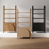 image:imageNathan James Iris 3 Tier Bookshelf Arched Bookcase Cabinet Solid Wood Bookcase with Cabinet Base Boho Bookshelf in Midnight Charcoal FinishIris Midnight Charcoal