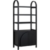 image:imageNathan James Iris 3 Tier Bookshelf Arched Bookcase Cabinet Solid Wood Bookcase with Cabinet Base Boho Bookshelf in Midnight Charcoal FinishIris Midnight Charcoal