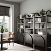 image:imageNathan James Iris 3 Tier Bookshelf Arched Bookcase Cabinet Solid Wood Bookcase with Cabinet Base Boho Bookshelf in Midnight Charcoal FinishIris Midnight Charcoal