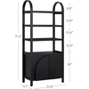 image:imageNathan James Iris 3 Tier Bookshelf Arched Bookcase Cabinet Solid Wood Bookcase with Cabinet Base Boho Bookshelf in Midnight Charcoal FinishIris Midnight Charcoal