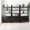 image:imageNathan James Iris 3 Tier Bookshelf Arched Bookcase Cabinet Solid Wood Bookcase with Cabinet Base Boho Bookshelf in Midnight Charcoal FinishIris Midnight Charcoal