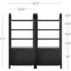 image:imageNathan James Iris 3 Tier Bookshelf Arched Bookcase Cabinet Solid Wood Bookcase with Cabinet Base Boho Bookshelf in Midnight Charcoal FinishIris Midnight Charcoal