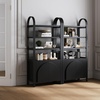 image:imageNathan James Iris 3 Tier Bookshelf Arched Bookcase Cabinet Solid Wood Bookcase with Cabinet Base Boho Bookshelf in Midnight Charcoal FinishIris Midnight Charcoal