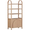 image:imageNathan James Iris 3 Tier Bookshelf Arched Bookcase Cabinet Solid Wood Bookcase with Cabinet Base Boho Bookshelf in Midnight Charcoal FinishRaw Oak