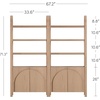 image:imageNathan James Iris 3 Tier Bookshelf Arched Bookcase Cabinet Solid Wood Bookcase with Cabinet Base Boho Bookshelf in Midnight Charcoal FinishRaw Oak