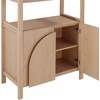 image:imageNathan James Iris 3 Tier Bookshelf Arched Bookcase Cabinet Solid Wood Bookcase with Cabinet Base Boho Bookshelf in Midnight Charcoal FinishRaw Oak