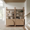 image:imageNathan James Iris 3 Tier Bookshelf Arched Bookcase Cabinet Solid Wood Bookcase with Cabinet Base Boho Bookshelf in Midnight Charcoal FinishRaw Oak