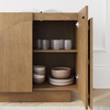image:imageNathan James Iris MidCentury Modern White Wood Credenza with Arched Cabinet Doors for Living RoomBrushed Light Brown