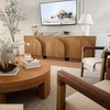 image:imageNathan James Iris MidCentury Modern White Wood Credenza with Arched Cabinet Doors for Living RoomBrushed Light Brown