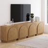 image:imageNathan James Iris MidCentury Modern White Wood Credenza with Arched Cabinet Doors for Living RoomBrushed Light Brown