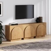 image:imageNathan James Iris MidCentury Modern White Wood Credenza with Arched Cabinet Doors for Living RoomBrushed Light Brown