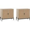image:imageNathan James Jacala Mid Century Modern Entryway Storage Cabinet with Doors Living Room Accent Cabinet with Wood Frame Black OakLight OakRattan