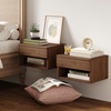 image:imageNathan James Jackson Wall Mounted Rattan Floating Bedroom Nightstand with Storage Drawer and Modern Open Shelf Cubby Light OakRattanBrown Walnut