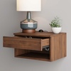 image:imageNathan James Jackson Wall Mounted Rattan Floating Bedroom Nightstand with Storage Drawer and Modern Open Shelf Cubby Light OakRattanBrown Walnut