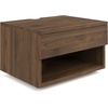 image:imageNathan James Jackson Wall Mounted Rattan Floating Bedroom Nightstand with Storage Drawer and Modern Open Shelf Cubby Light OakRattanBrown Walnut