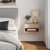 image:imageNathan James Jackson Wall Mounted Rattan Floating Bedroom Nightstand with Storage Drawer and Modern Open Shelf Cubby Light OakRattanLight Oak