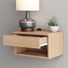 image:imageNathan James Jackson Wall Mounted Rattan Floating Bedroom Nightstand with Storage Drawer and Modern Open Shelf Cubby Light OakRattanLight Oak